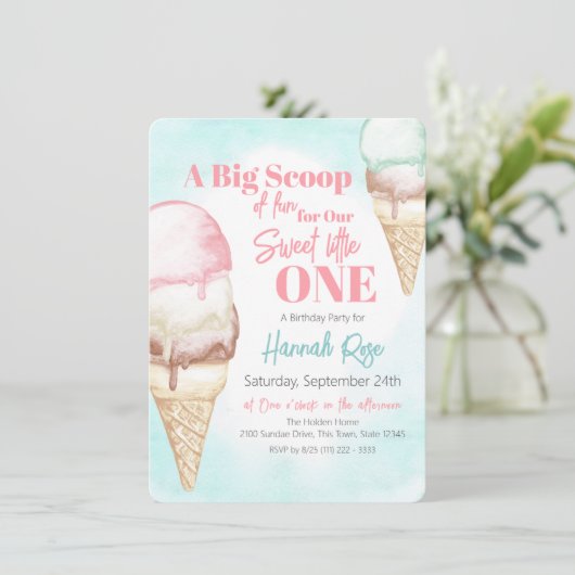 アイスクリームファースト誕生日パーティー 招待状 (スタンド正面)