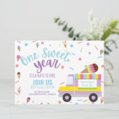 アイスクリームファースト誕生日ベビーガールパーティー 招待状 (スタンド正面)