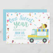 アイスクリームファースト1歳兄弟姉妹ツインズ 招待状 (正面/裏面)