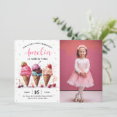 アイスクリームフォトバースデーパーティー 招待状 (スタンド正面)