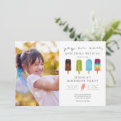 アイスクリームフォトプール誕生日招待状 招待状 (スタンド正面)