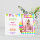 アイスクリームフォト誕生日招待状 招待状 (スタンド正面)