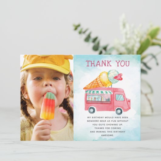 アイスクリームフォト誕生日 サンキューカード (スタンド正面)