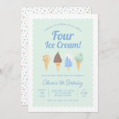 アイスクリームフォーアイスクリーム誕生日招待状 招待状 (正面/裏面)