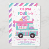 アイスクリームフォーエバースイーツ誕生日アイスクリームトラック 招待状 (正面/裏面)