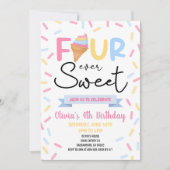 アイスクリームフォーエバースウィート4th誕生日パーティー 招待状 (正面)