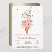 アイスクリームフラワーオベビーサマーベビーシャワー 招待状 (正面/裏面)