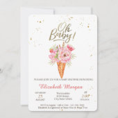 アイスクリームフラワーオベビーサマーベビーシャワー 招待状 (正面)