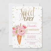 アイスクリームフラワーズフルーツダイヤモンド誕生日 招待状 (正面)