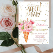 アイスクリームフラワーズフルーツ誕生日 招待状