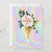 アイスクリームフラワーホログラフィック誕生日 招待状 (裏面)