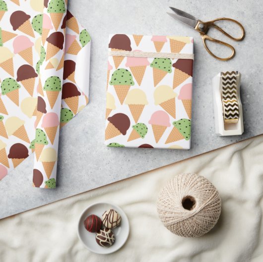 アイスクリームフレーバー ラッピングペーパー (クラフト)