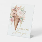 アイスクリームフローラ飲料サインブライダルシャワー 台座サイン (正面)