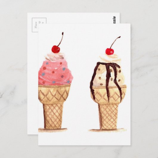 アイスクリームフードウォーター色デザートスイーツ ポストカード (正面/裏面)