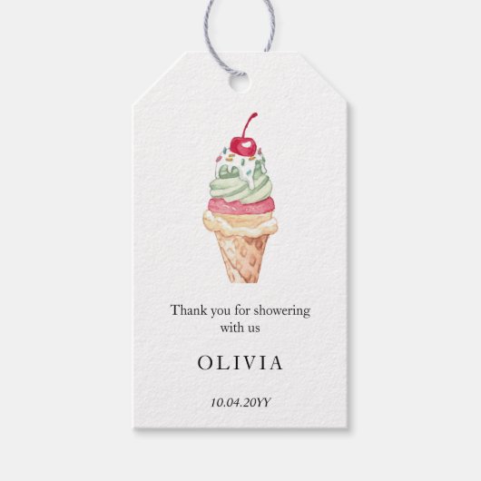 アイスクリームブライダルシャワーありがとう好意ギフトラベル ギフトタグ (正面)
