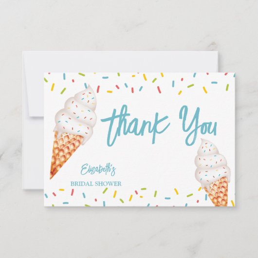 アイスクリームブライダルシャワー感謝していユー サンキューカード (正面)