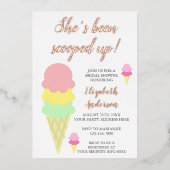 アイスクリームブライダルシャワー招待をスクープ 箔招待状 (正面)
