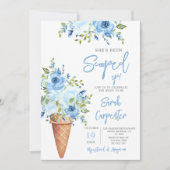 アイスクリームブルーフローラブライダルシャワー 招待状 (正面)