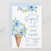 アイスクリームブルーフローラブライダルシャワー 招待状 (正面/裏面)