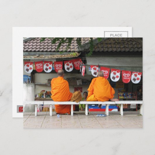アイスクリームブレーク…仏教の僧侶タイ ポストカード (正面/裏面)