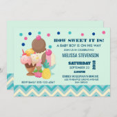 アイスクリームベビーシャワーの甘さ 招待状 (正面/裏面)