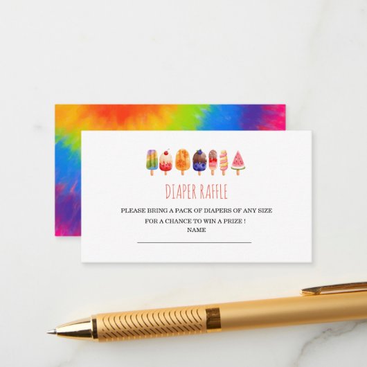 アイスクリームベビーシャワーオムツラッフル エンクロージャーカード (正面/裏面インサイチュ)