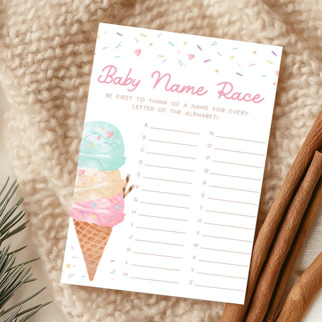 アイスクリームベビーシャワーベイビー名レースゲーム (Ice Cream Sprinkled with Love Baby Shower Baby Name Race Game)