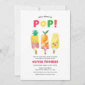 アイスクリームベビーシャワーポップ・アートのに準備ができているトロピカルフルーツ 招待状 (正面)