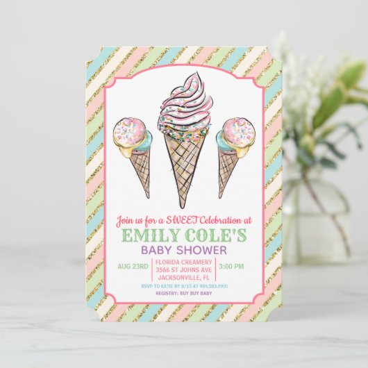 アイスクリームベビーシャワー招待状 招待状 (スタンド正面)