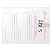 アイスクリームベビーシャワーABCベビー名ゲームパック ノートパッド (正面)