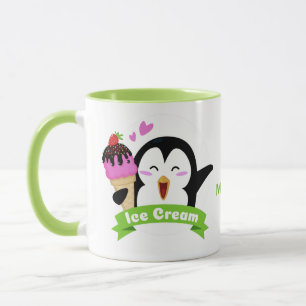 アイスクリームペンギン名前をカスタムするマグ マグカップ