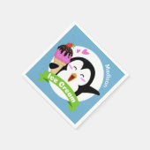 アイスクリームペンギン名前をカスタムする&カラーナプキン スタンダードカクテルナプキン (角)