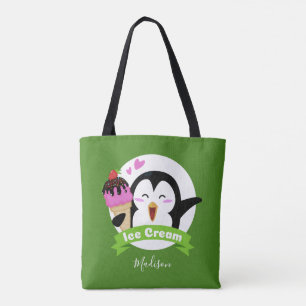 アイスクリームペンギン名前をカスタムする&カラーバッグ トートバッグ