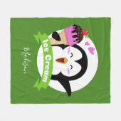 アイスクリームペンギン名前をカスタムする&カラーブランケット フリースブランケット (正面(横))