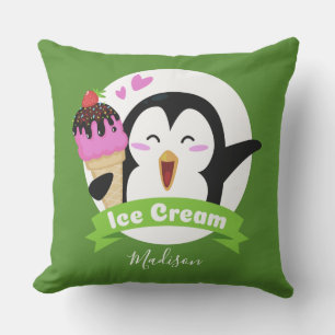 アイスクリームペンギン名前をカスタムする&カラー装飾用クッション アウトドアクッション