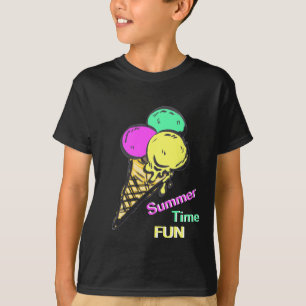 アイスクリームホワイトサマータイムおもしろいTシャツ Tシャツ
