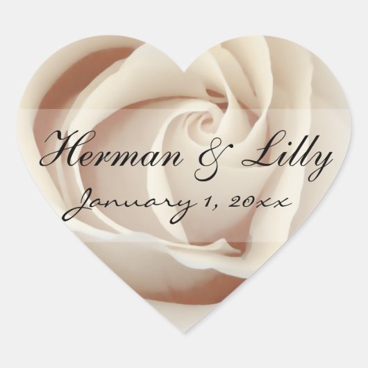 アイスクリームホワイトロパーソナライズされたー結婚ズ ハートシール (正面)