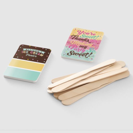 アイスクリームポスストライプのシクルトリートバースデーパーティー ハンドファン (組立なし)