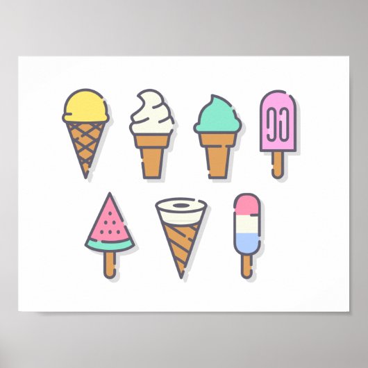アイスクリームポスター – 自分の背景色を選ぶ！ ポスター (正面)