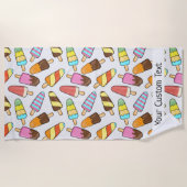 アイスクリームポップスクレスカスタム文字ビーチタオル ビーチタオル (正面)