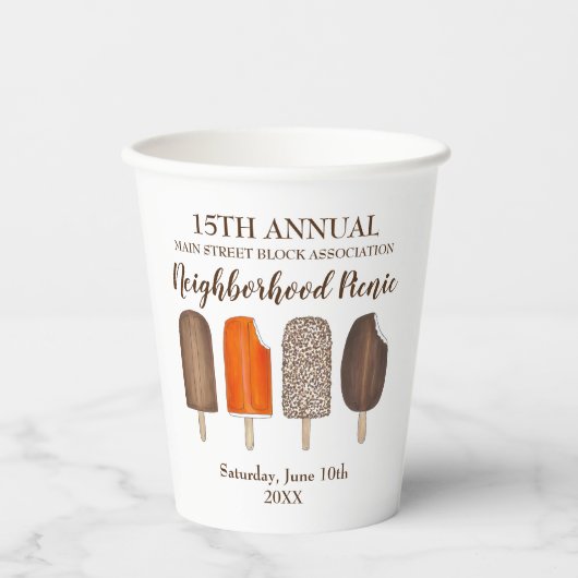 アイスクリームポップバーポプシクルクレムシクルピクニック 紙コップ (正面)