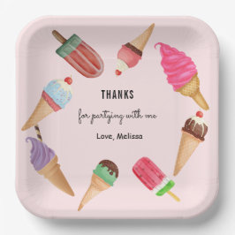 アイスクリームポプシクルピンクパーティー ペーパープレート