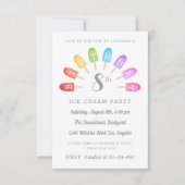 アイスクリームポプシクル誕生日パーティーの招待状 招待状 (正面)