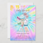 アイスクリームマカロンサマー絞り染めベビーシャワー 招待状 (正面)