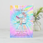 アイスクリームマカロンサマー絞り染めベビーシャワー 招待状 (スタンド正面)