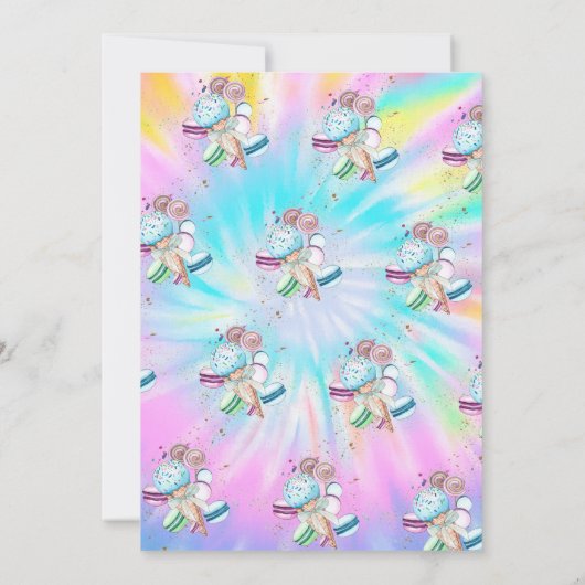 アイスクリームマカロンサマー絞り染めベビーシャワー 招待状 (裏面)