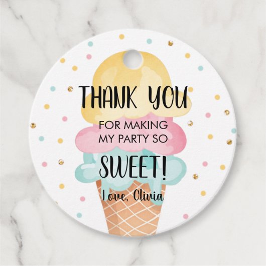 アイスクリームミントピンクイエロースイートガール誕生日 フェイバータグ (正面)