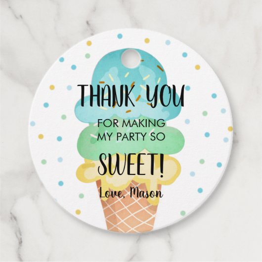 アイスクリームミントブルーイエロースイートボーイ誕生日 フェイバータグ (正面)