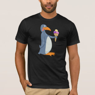 アイスクリームメンズTシャツを持つおもしろいなペンギン Tシャツ