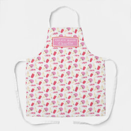 アイスクリームメーカパーソナライズされたーロリーコーン模様 エプロン